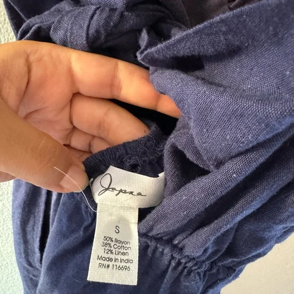 Japna linen blend jumpsuit. Navy blue. NWT. - Picture 10 of 12